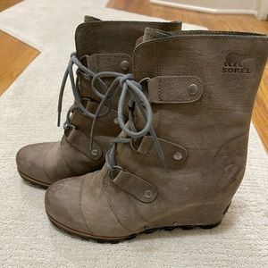Sorel Laceup Wedge Booties